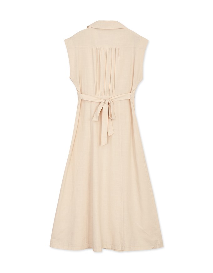 Cotton Linen Sleeveless Shirt Maxi Dress