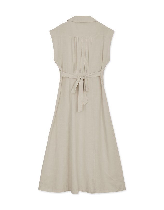 Cotton Linen Sleeveless Shirt Maxi Dress