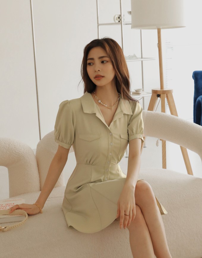 Feminine Aesthetic Mini Shirt Dress