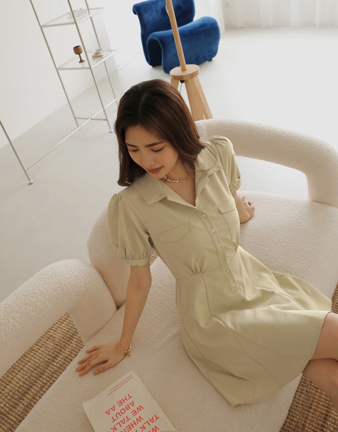 Feminine Aesthetic Mini Shirt Dress