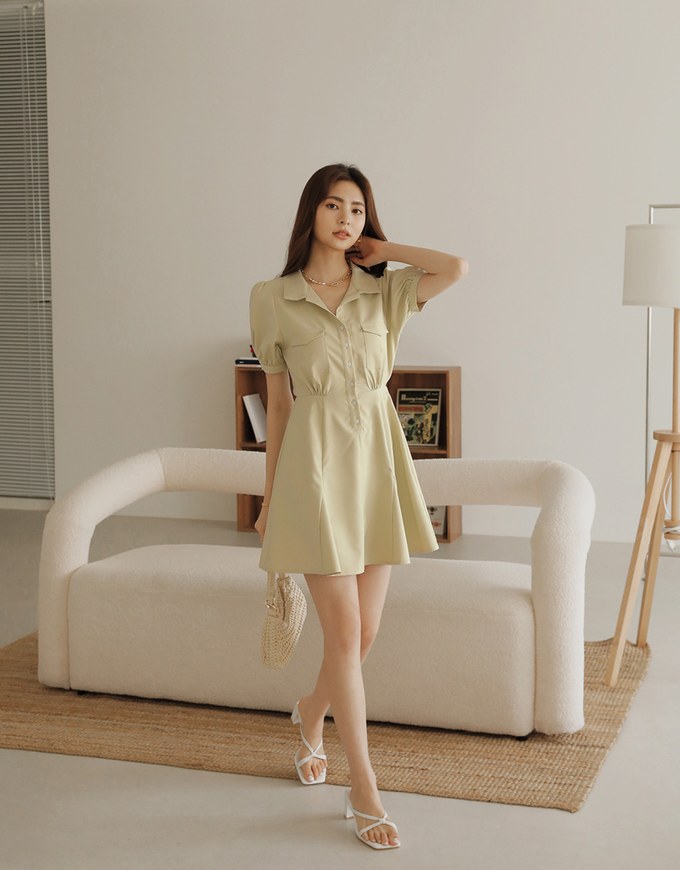 Feminine Aesthetic Mini Shirt Dress