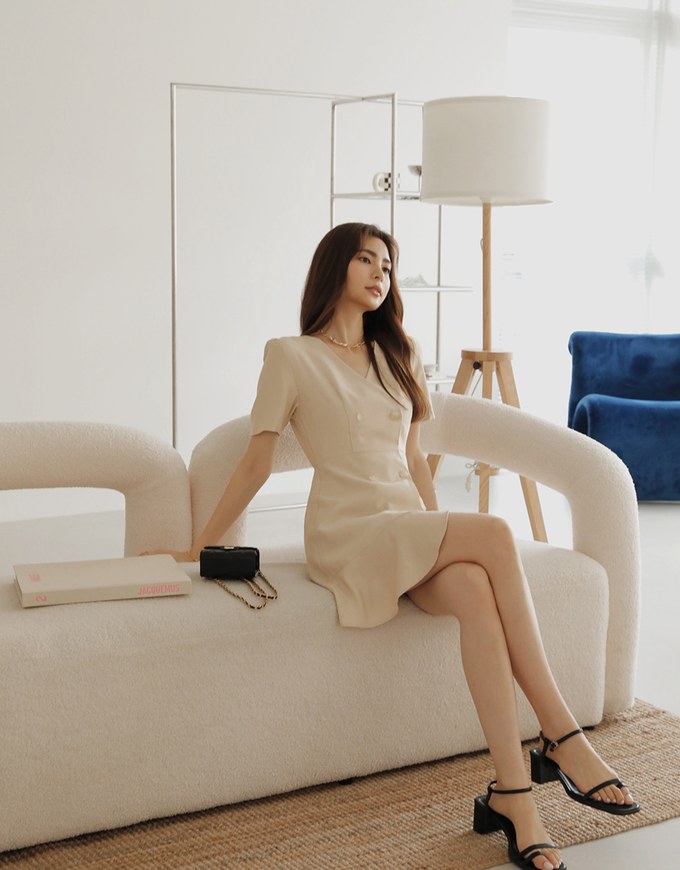 Double Ruffled Splice MIni Dress