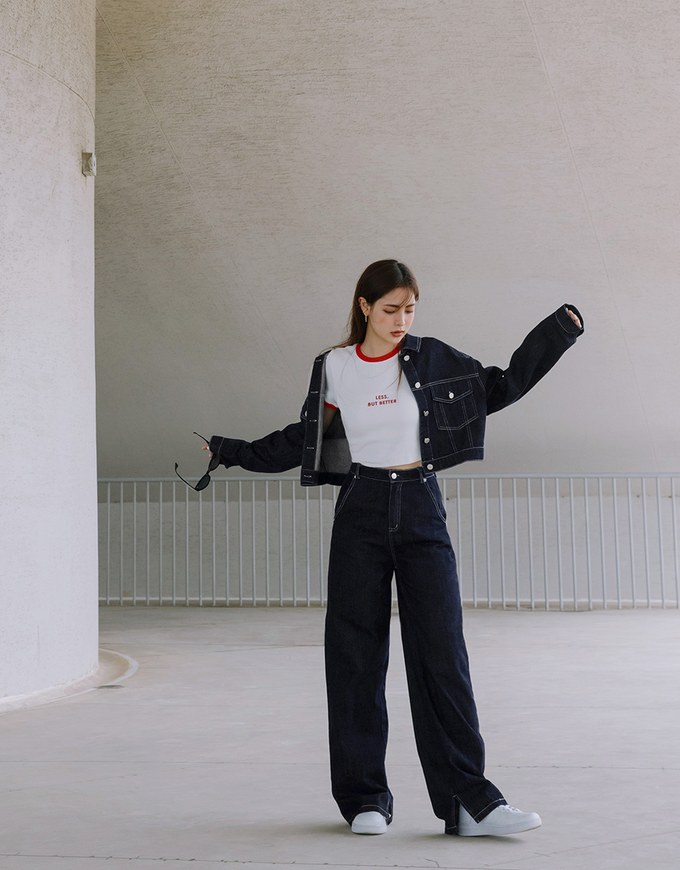 【Vacanza】Modern Chic Denim Jeans Crop Blazer Jacket