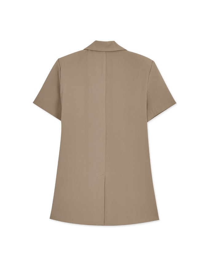 【Vacanza 】Side Straps Short-Sleeved Padded Shoulder Blazer