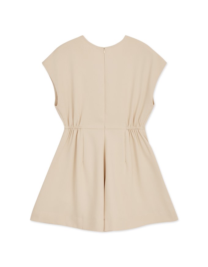 Simple Plain Pleated Sleeveless Playsuit