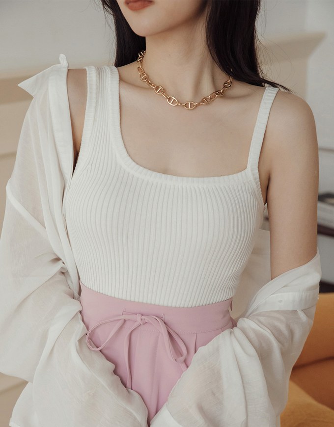 Understated Elegant Asymmetric Knit Tank Top