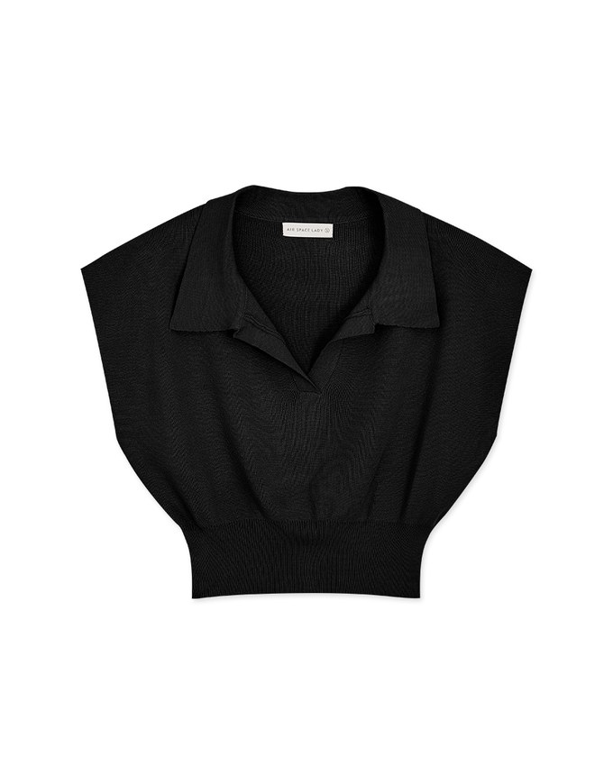 Wide Shoulder Lapel Cinched Waist Knit Top