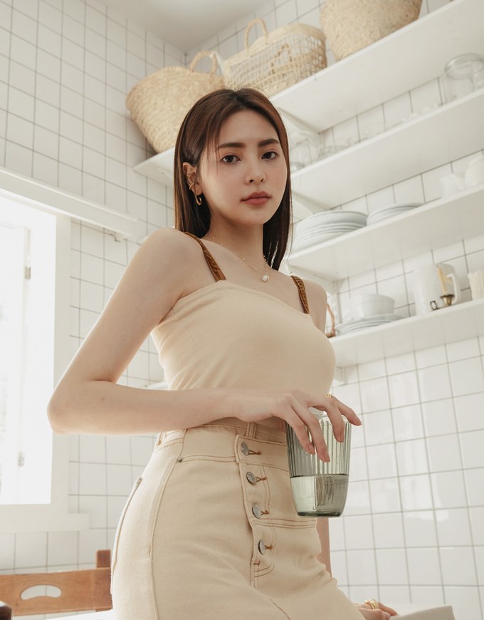 Amber Chain Dual-Strap Knit Tank Top