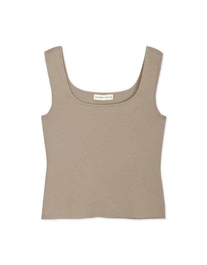 Minimalist Square Neck Knit Tank Top
