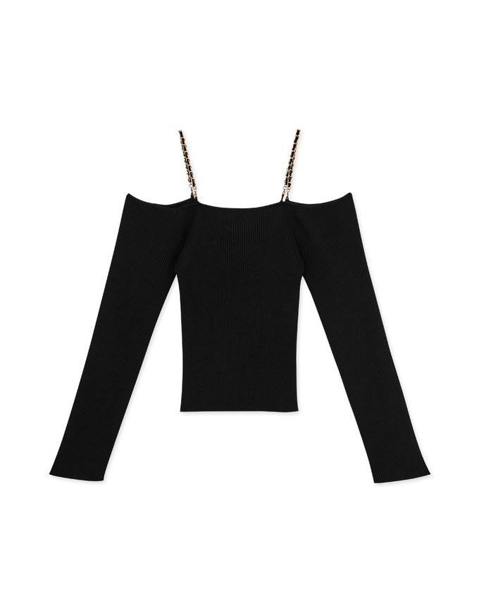 Sexy Slit Shoulder V-Neck Knit Top