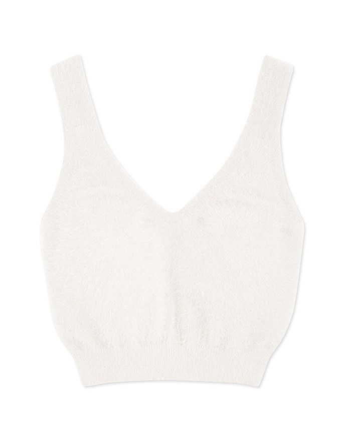 V Neck Woolen Knit Short Cami Top