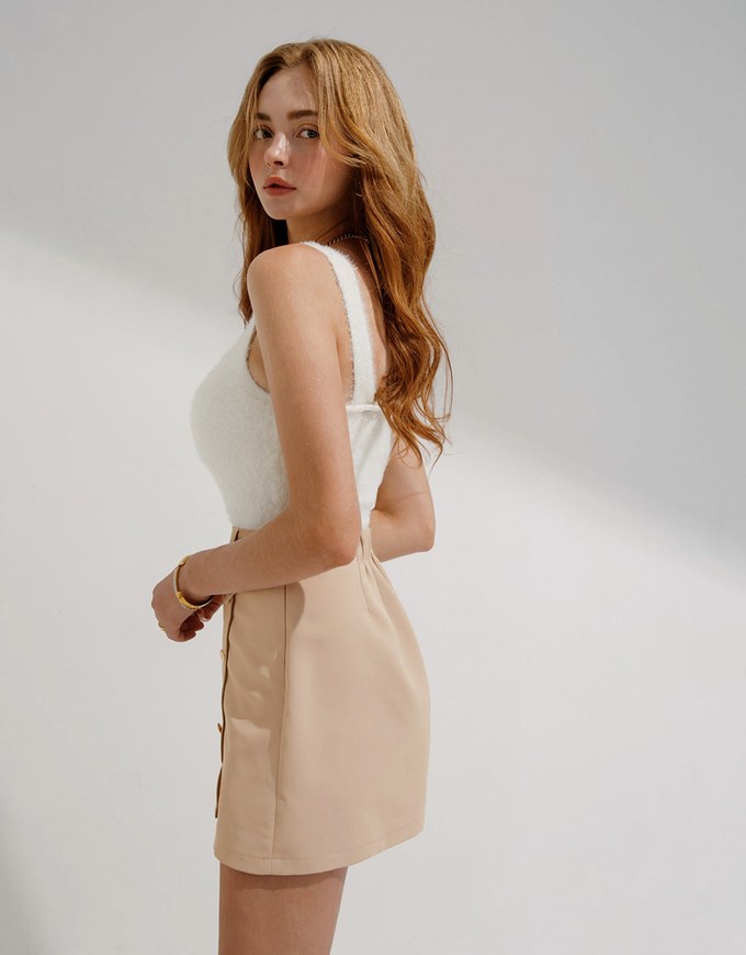 V Neck Woolen Knit Short Cami Top
