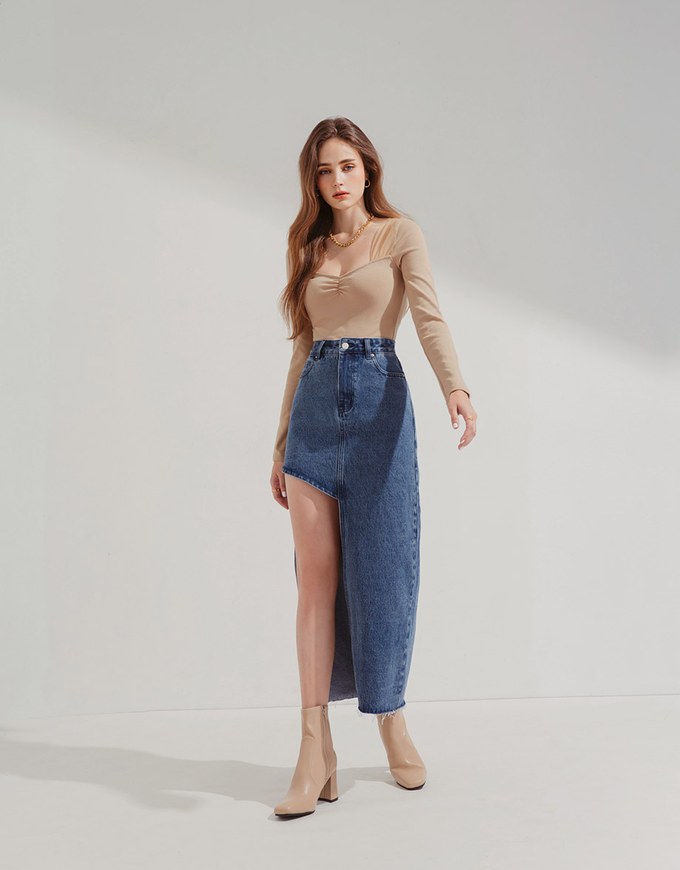 Square Neck Patchwork Crop Top