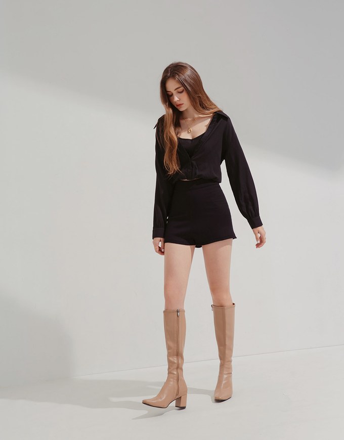 2Way Trendy Bead Chain Fake Two Piece CropTop