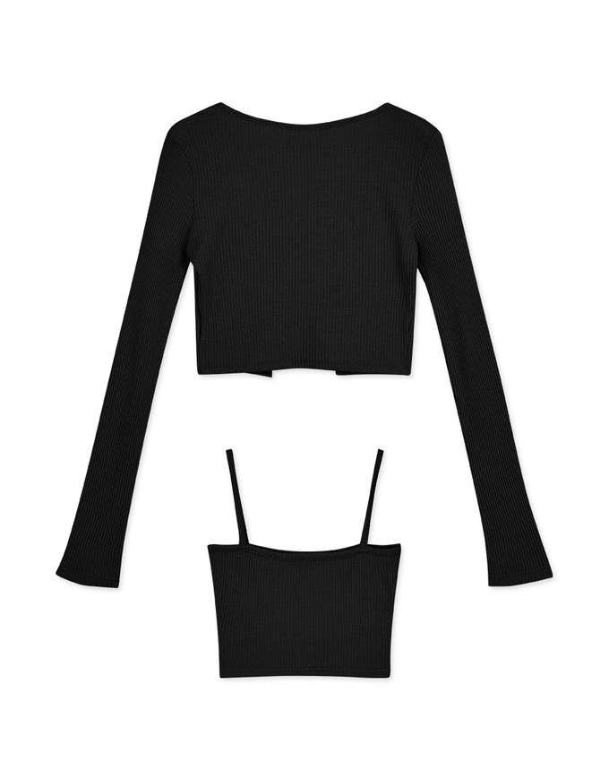 Metal Straight Grain Two-Piece Crop Top