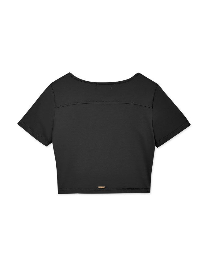 U Neck Low Cut Crop Track Top