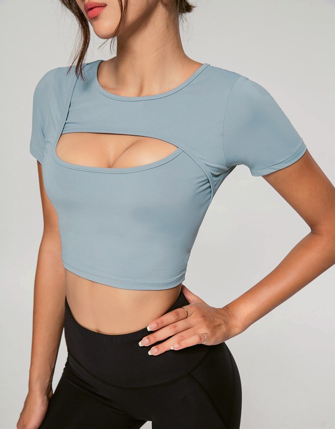 U Neck Low Cut Crop Track Top