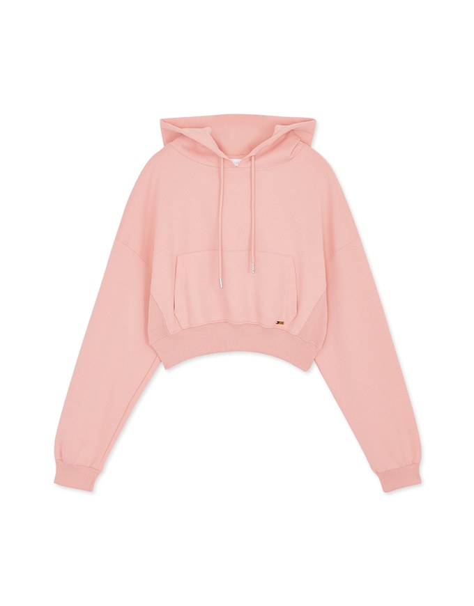 Hooded Drawstring Crop Sweatshirt
