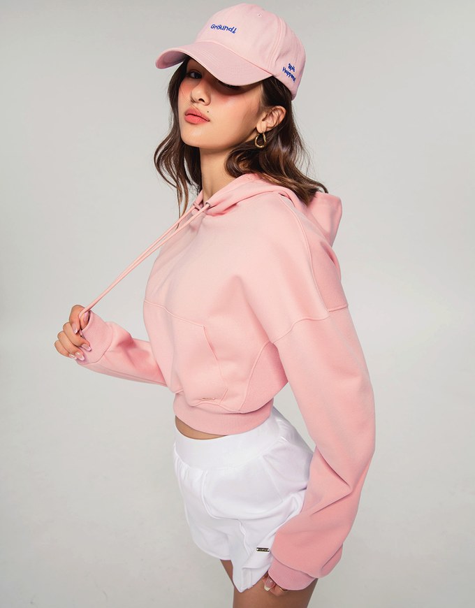 Hooded Drawstring Crop Sweatshirt