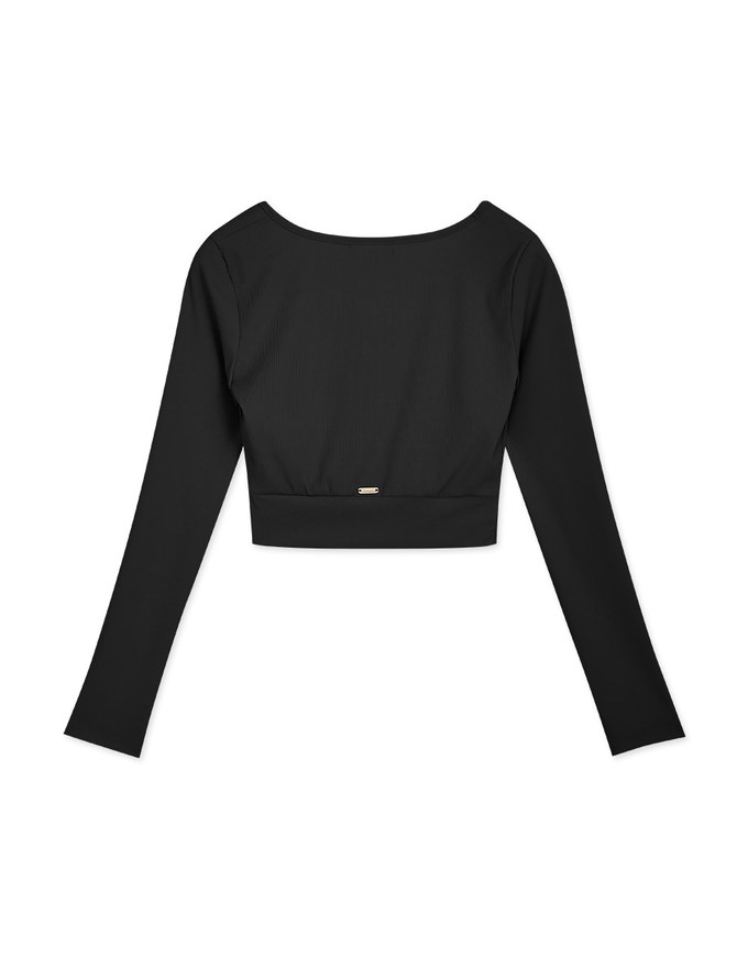 U Neck Overlap Crop Track Top