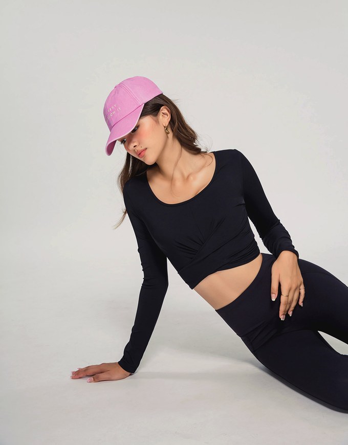 U Neck Overlap Crop Track Top