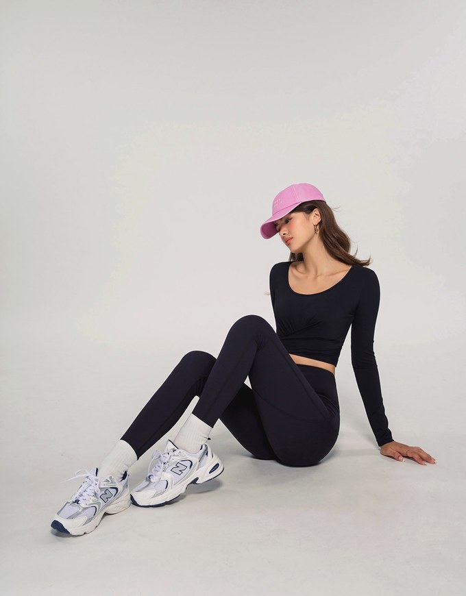 U Neck Overlap Crop Track Top
