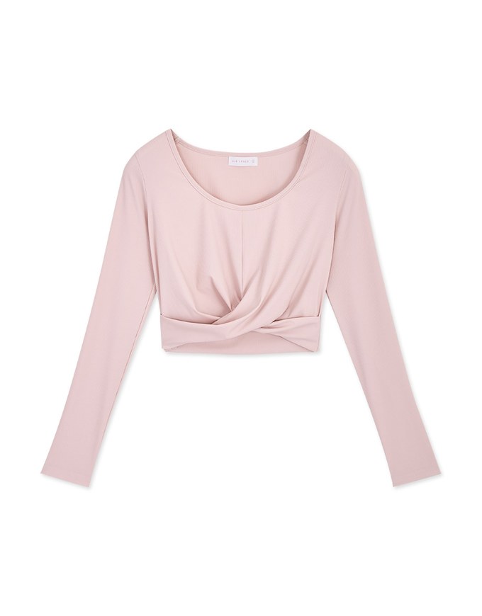 U Neck Overlap Crop Track Top