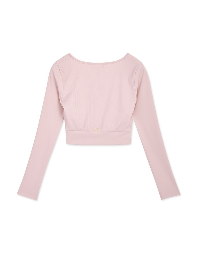 U Neck Overlap Crop Track Top