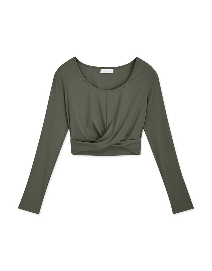 U Neck Overlap Crop Track Top