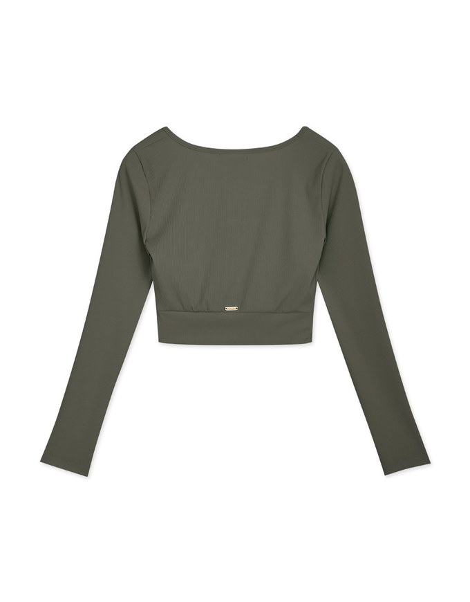 U Neck Overlap Crop Track Top