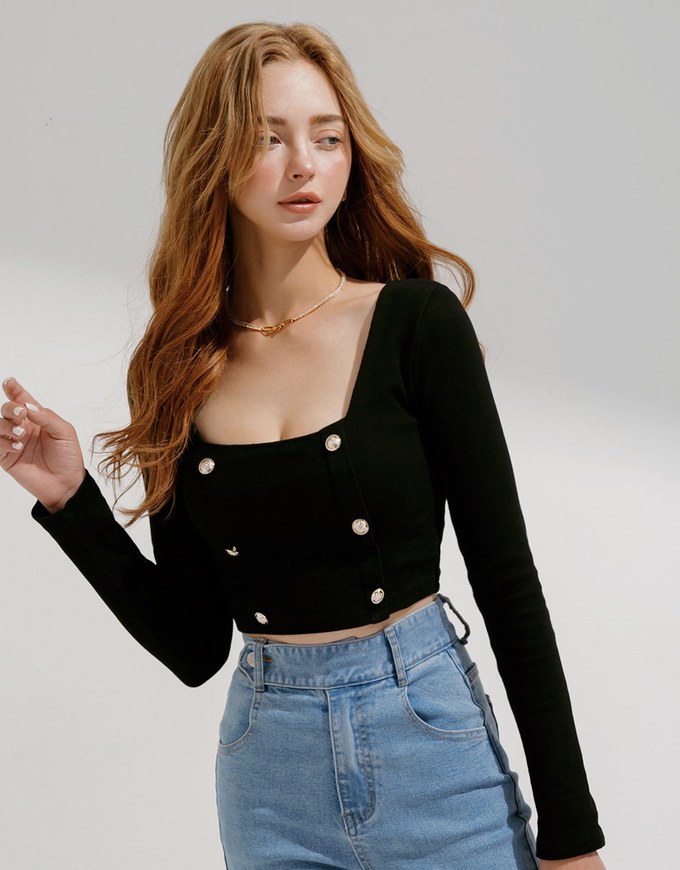 Square Neck Double Crop Top