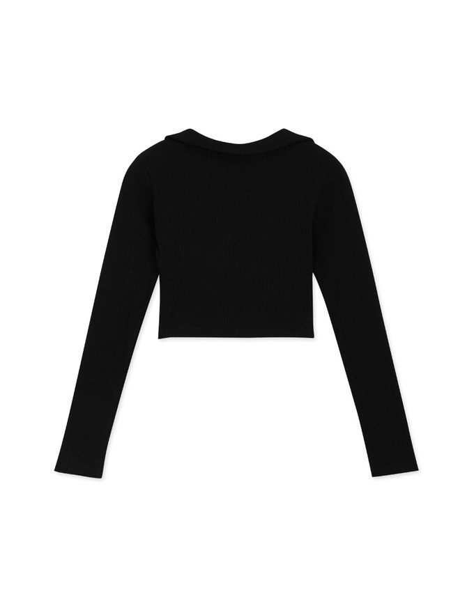 Overlap Lapel Low Cut Pitch Crop Top