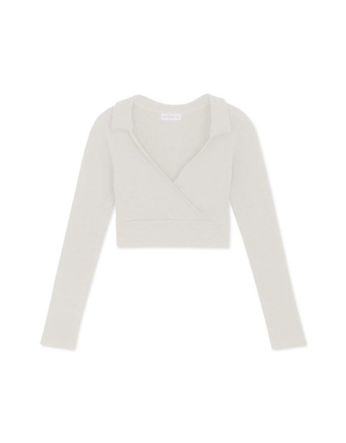 Overlap Lapel Low Cut Pitch Crop Top