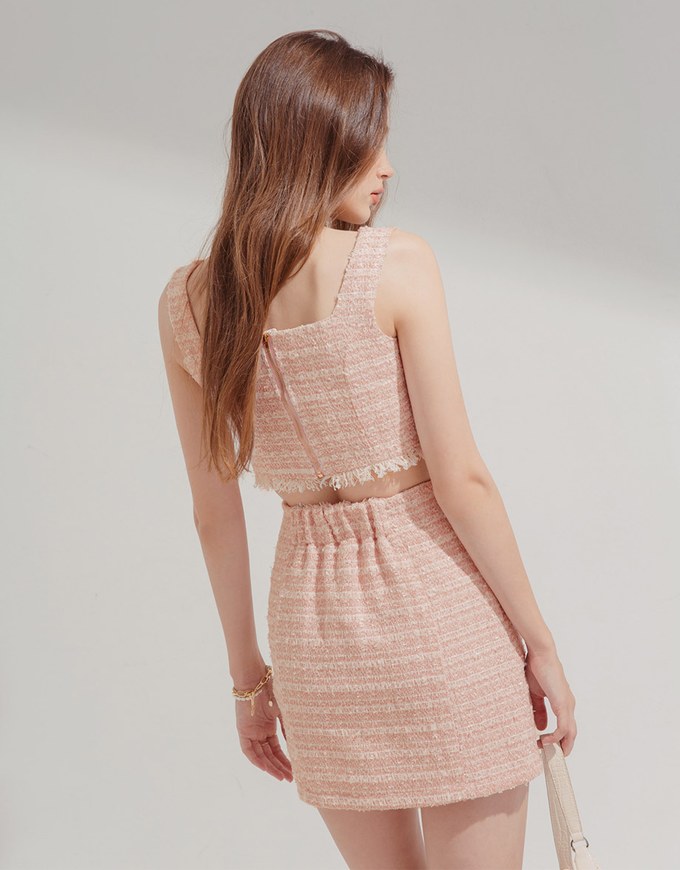 Tweed Gold Button Skorts