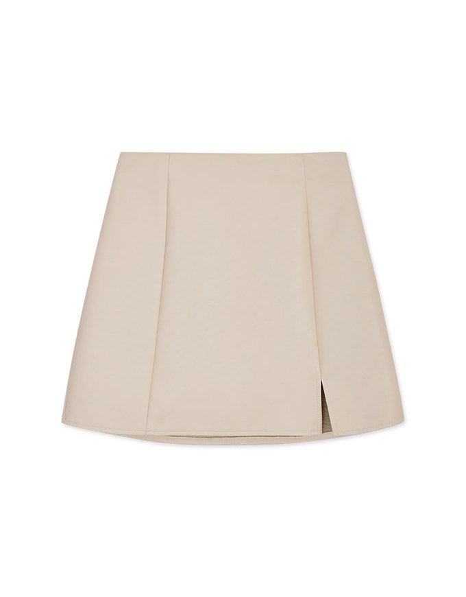 Sleek Slit Faux Leather High Waisted Skorts
