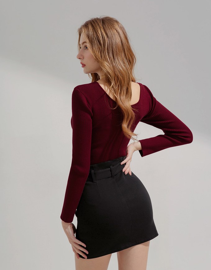 Overlapping Asymmetric Skirt (With Belt)