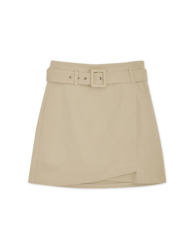Overlapping Asymmetric Skirt (With Belt)