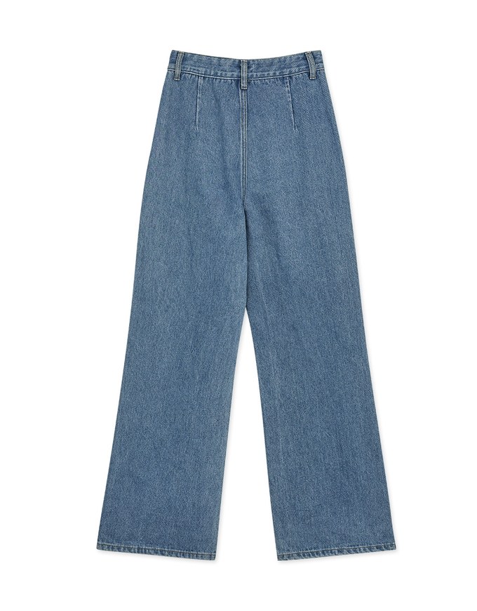 Vintage Gold Buckle Line Denim Jeans Pants