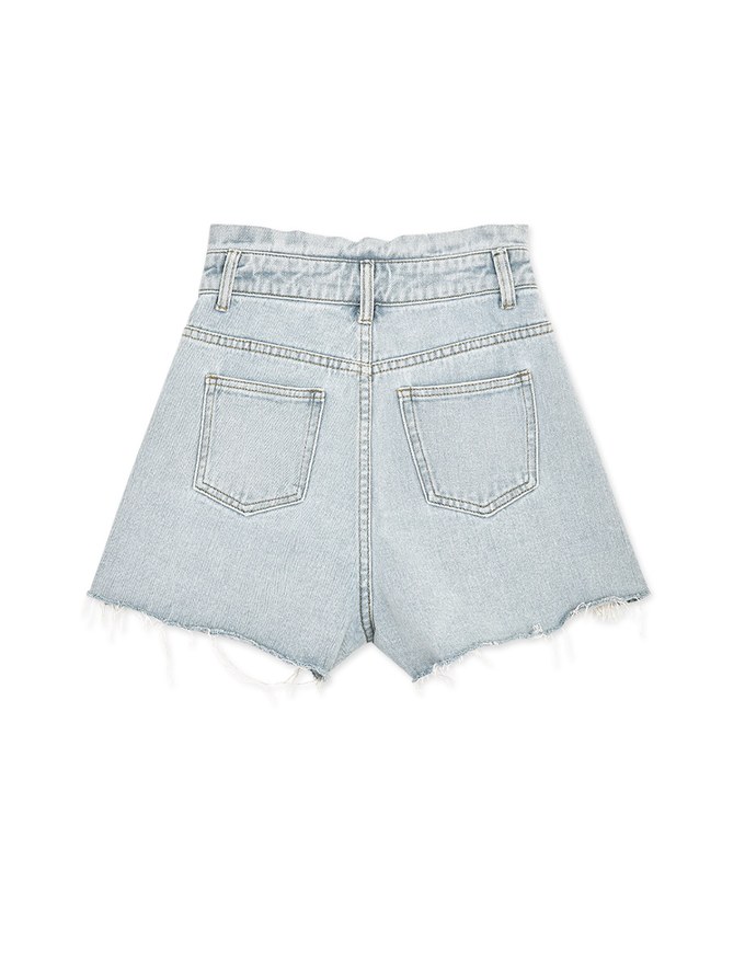 V Style High Waisted Denim Jeans Shorts