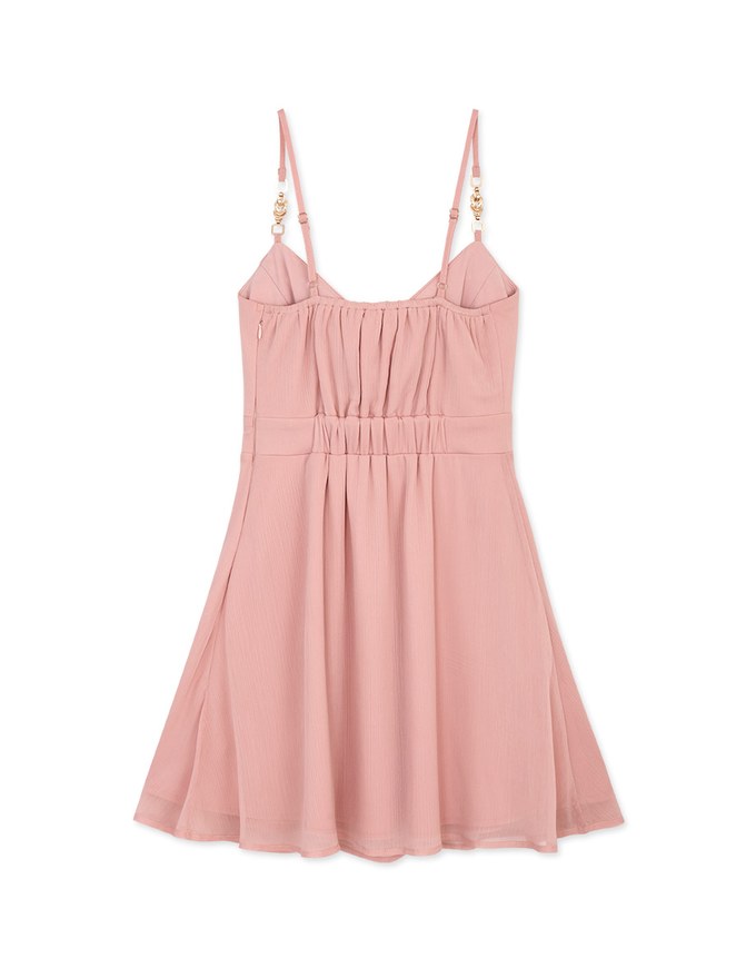 Light Luxury Gold Chain Chiffon Mini Dress (With Padding)