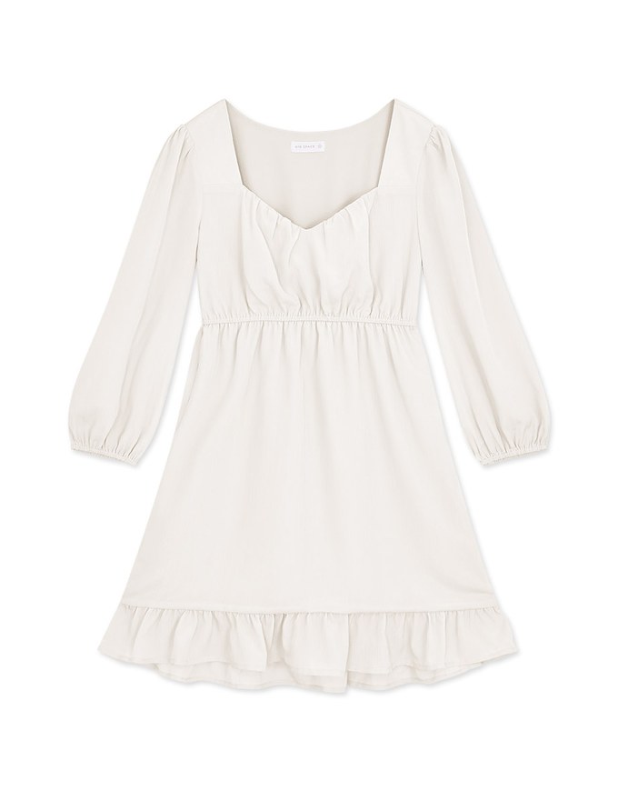 Square Collar Wrinkled Mini Dress
