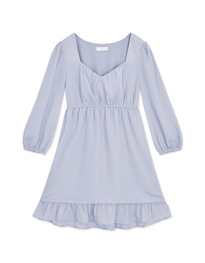 Square Collar Wrinkled Mini Dress