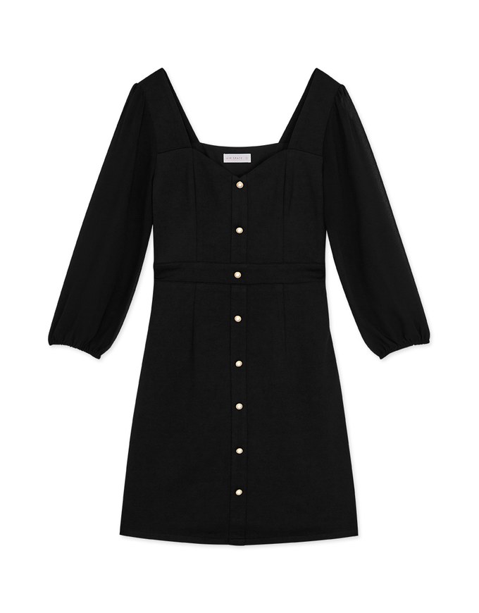 Elegant Heart Puff Sleeve Mini Dress