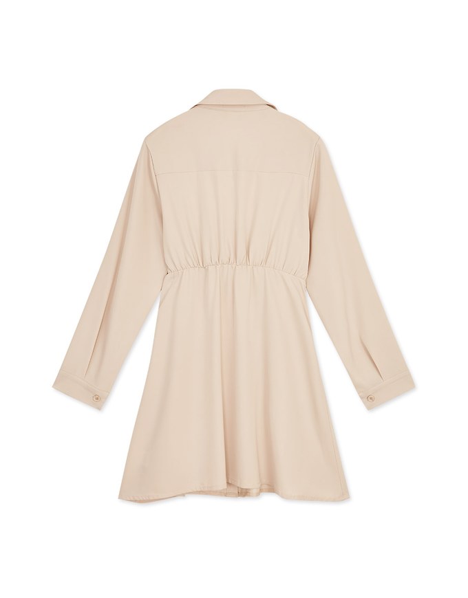 Gold Button Slim Waist Mini Dress