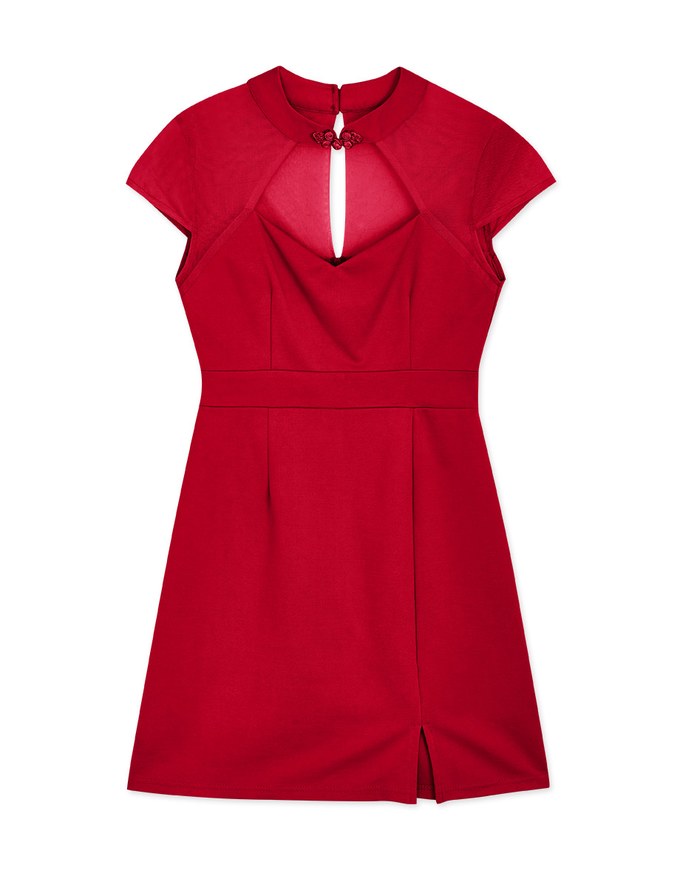 Qipao DRESS Heart Neck Design Slit Mini Cheongsam Dress