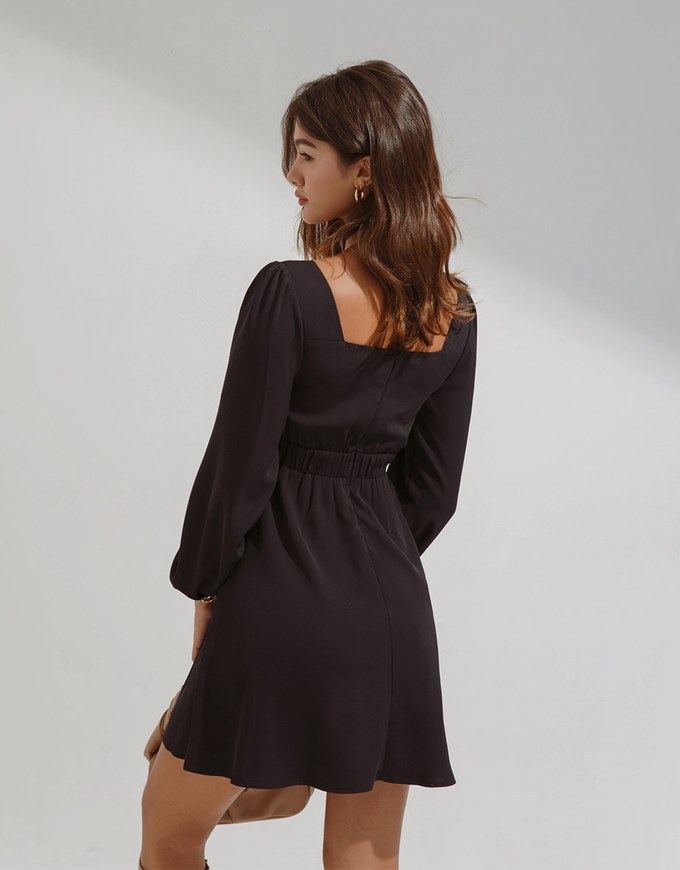 Heart Neck Design Mini Dress
