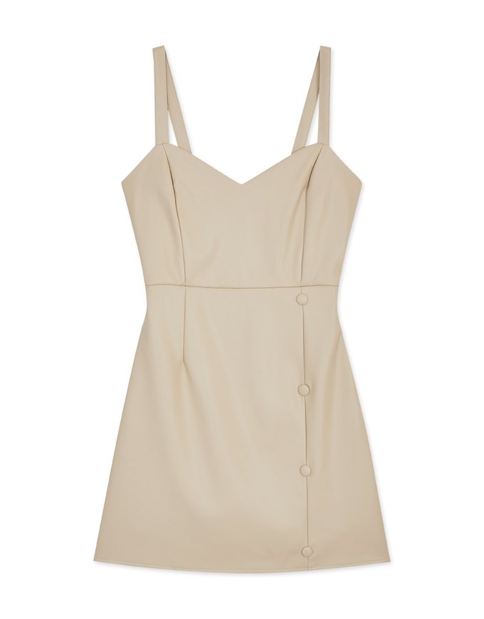 Heart Collar Faux Leather Vest Mini Dress