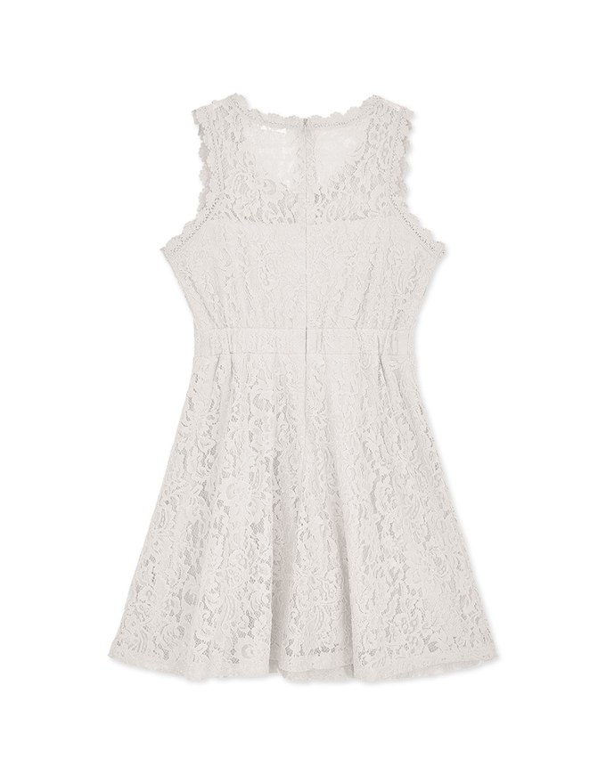 Lace Sleeveless Umbrella Hem Mini Dress