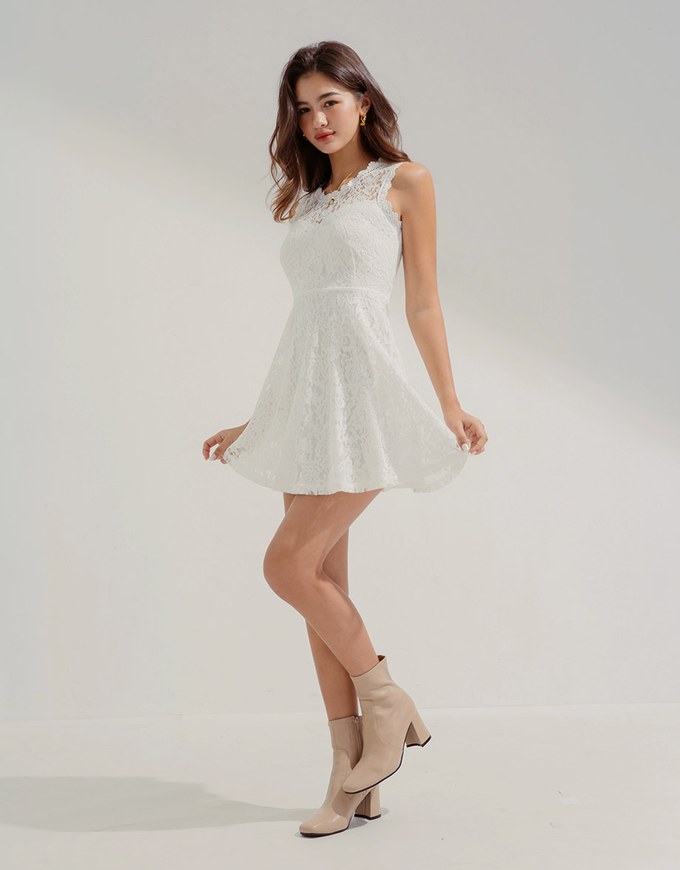 Lace Sleeveless Umbrella Hem Mini Dress