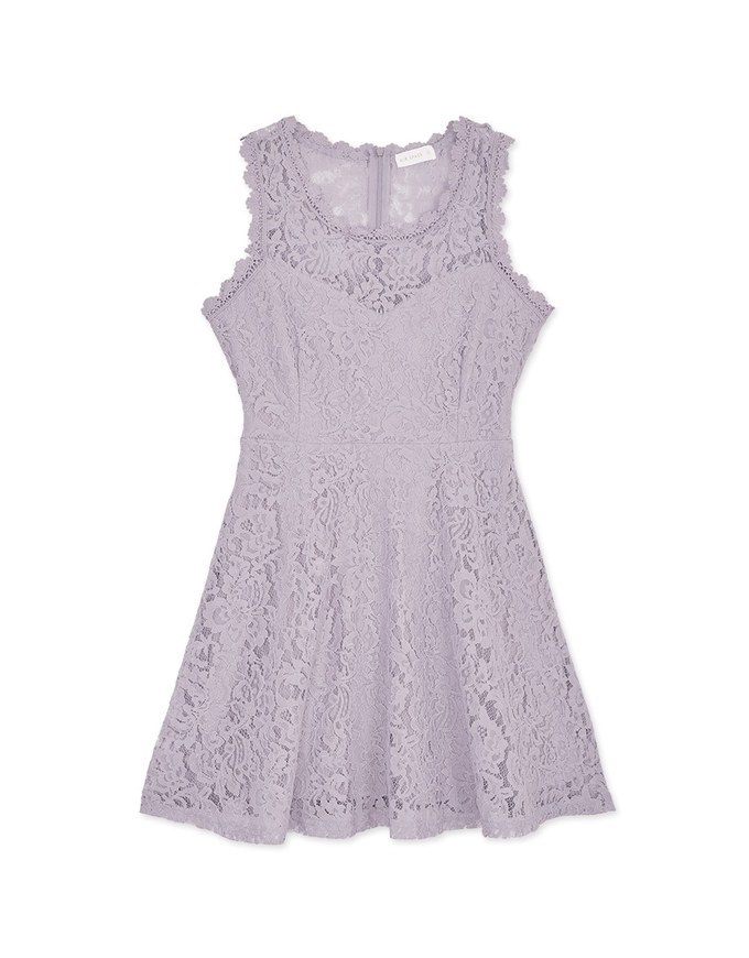 Lace Sleeveless Umbrella Hem Mini Dress